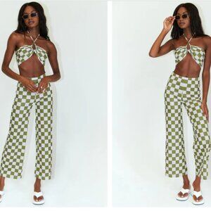 Princess Polly Latiana Set green checkerboard Size 4